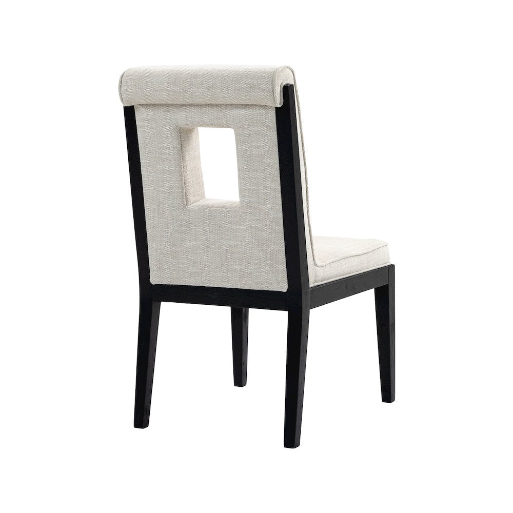 Gwendolyn Cream Linen Textured Fabric Dining Side Chair, Set of 2