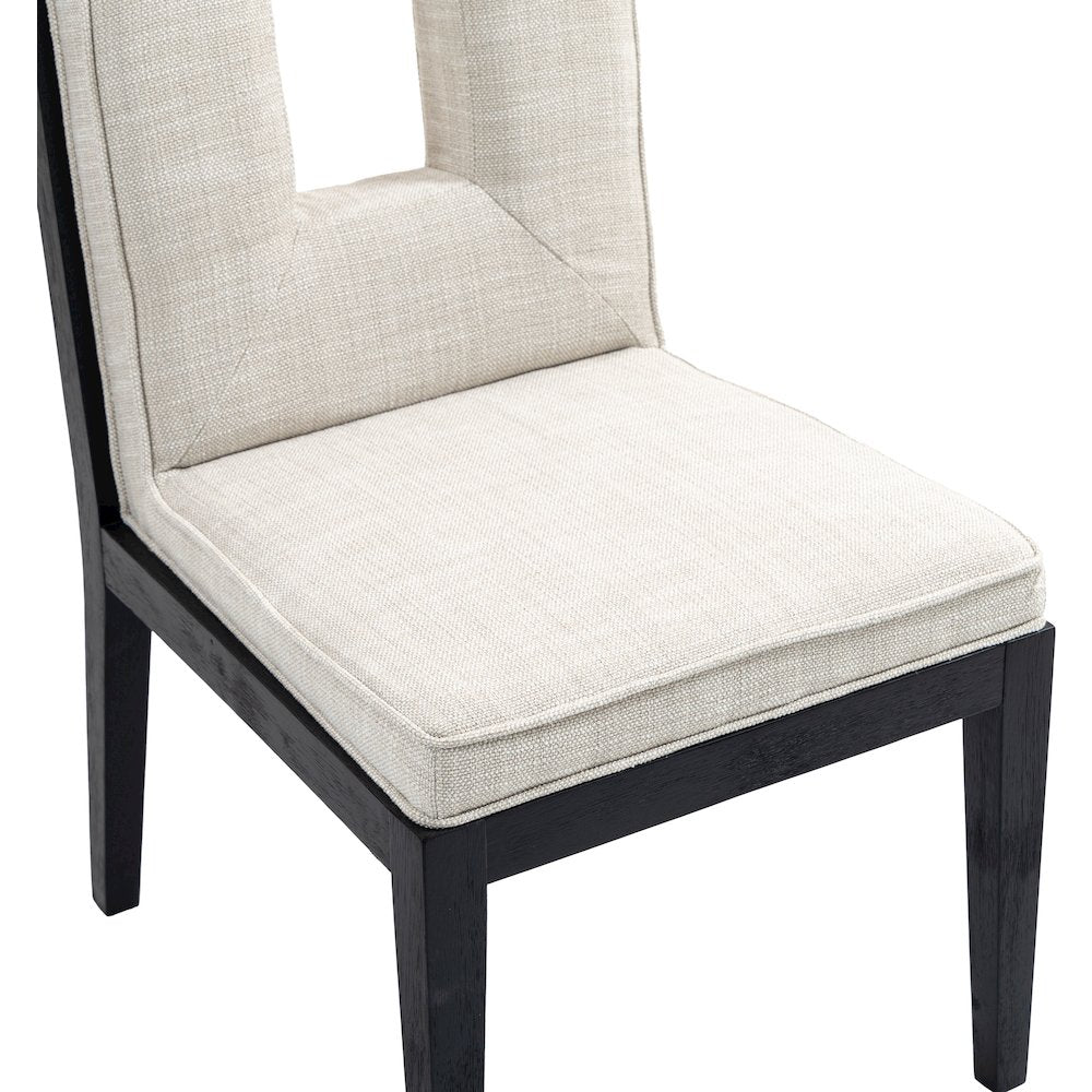 Gwendolyn Cream Linen Textured Fabric Dining Side Chair, Set of 2