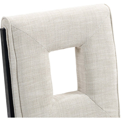 Gwendolyn Cream Linen Textured Fabric Dining Side Chair, Set of 2