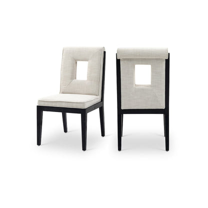 Gwendolyn Cream Linen Textured Fabric Dining Side Chair, Set of 2