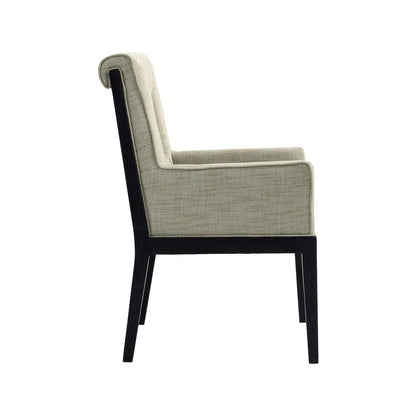 Gwendolyn Green Linen Textured Fabric Dining Arm Chair