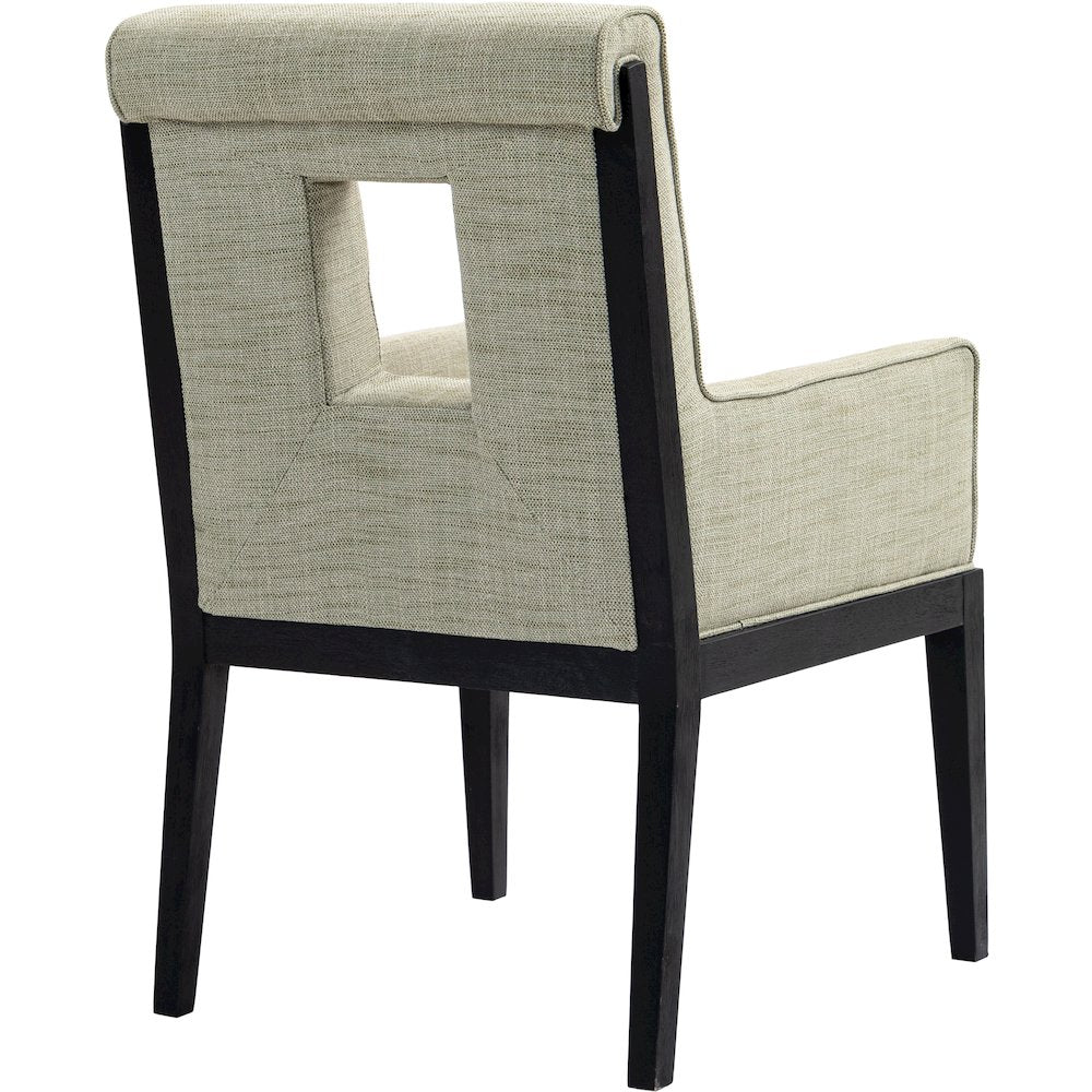 Gwendolyn Green Linen Textured Fabric Dining Arm Chair