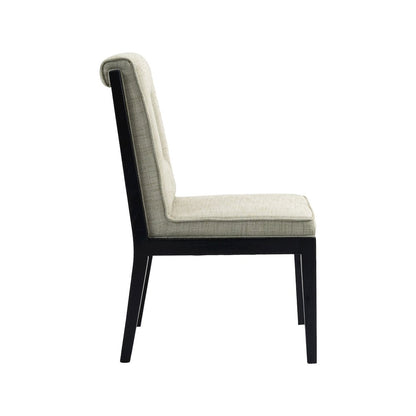Gwendolyn Green Linen Textured Fabric Dining Side Chair, Set of 2