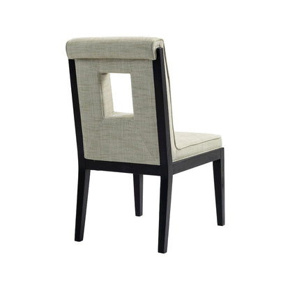 Gwendolyn Green Linen Textured Fabric Dining Side Chair, Set of 2