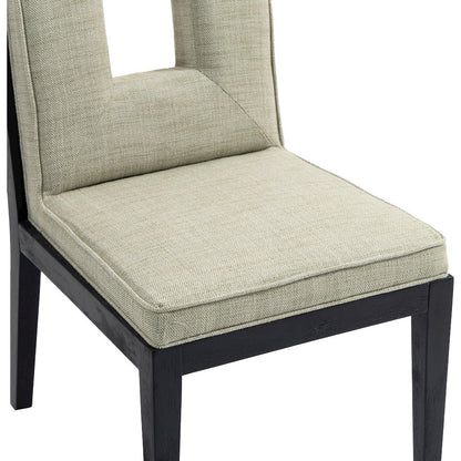 Gwendolyn Green Linen Textured Fabric Dining Side Chair, Set of 2