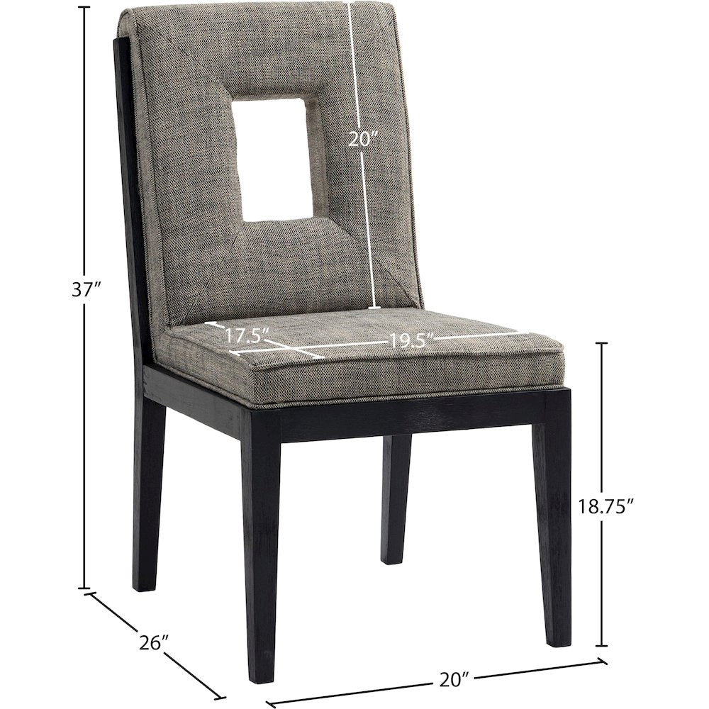 Gwendolyn Grey Linen Textured Fabric Dining Side Chair, Set of 2