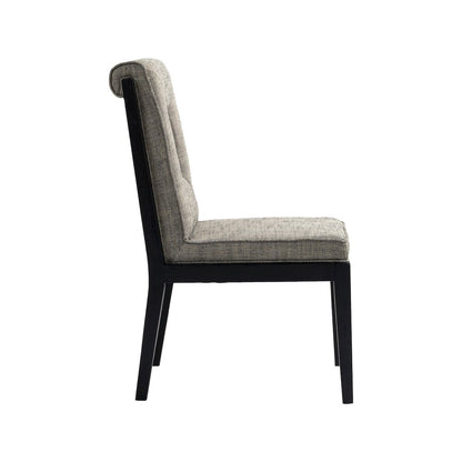 Gwendolyn Grey Linen Textured Fabric Dining Side Chair, Set of 2