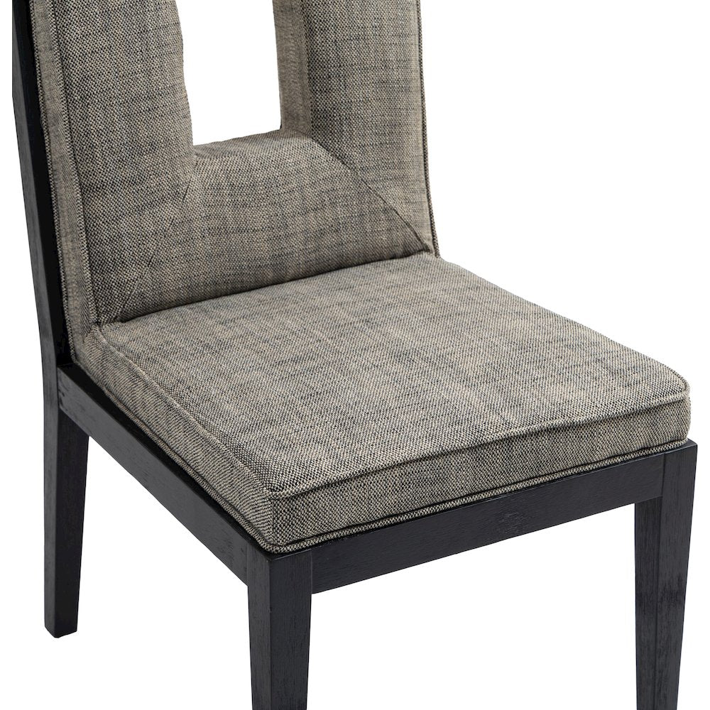 Gwendolyn Grey Linen Textured Fabric Dining Side Chair, Set of 2