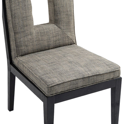 Gwendolyn Grey Linen Textured Fabric Dining Side Chair, Set of 2