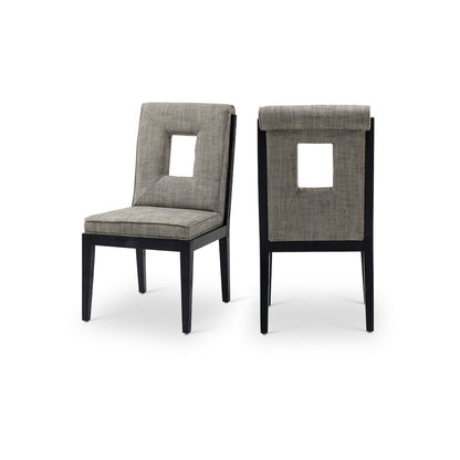 Gwendolyn Grey Linen Textured Fabric Dining Side Chair, Set of 2