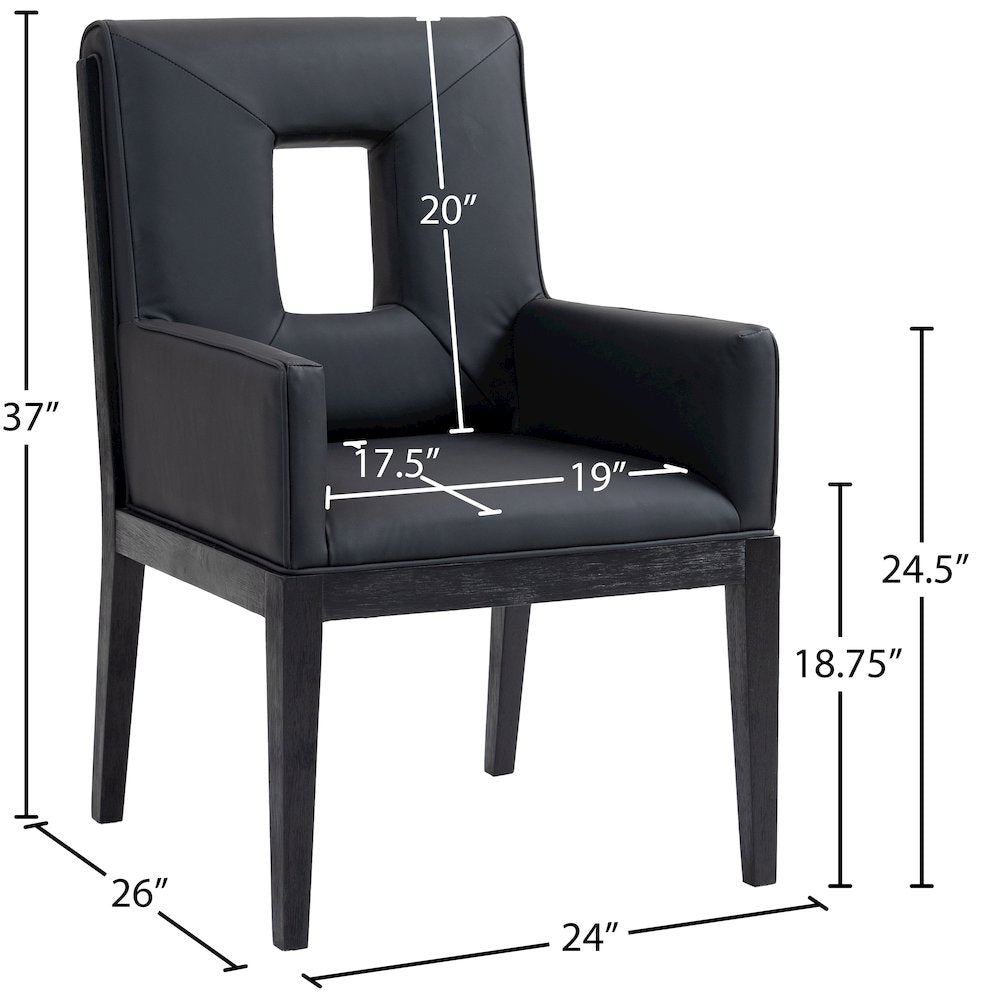 Gwendolyn Black Vegan Leather Dining Arm Chair