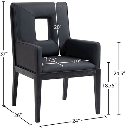 Gwendolyn Black Vegan Leather Dining Arm Chair