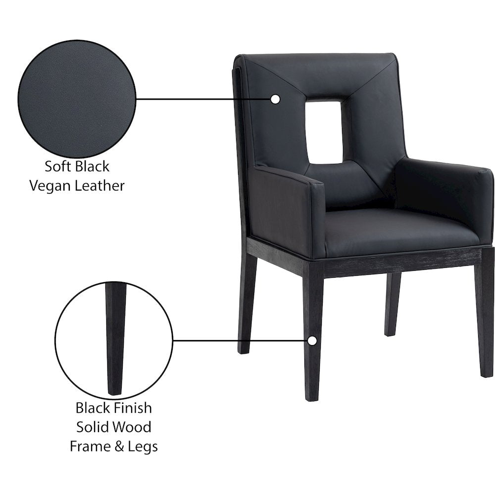 Gwendolyn Black Vegan Leather Dining Arm Chair