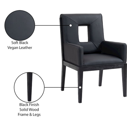 Gwendolyn Black Vegan Leather Dining Arm Chair