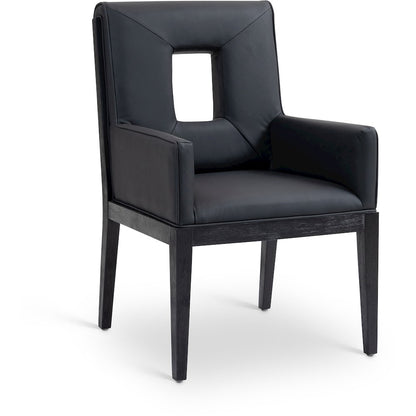 Gwendolyn Black Vegan Leather Dining Arm Chair