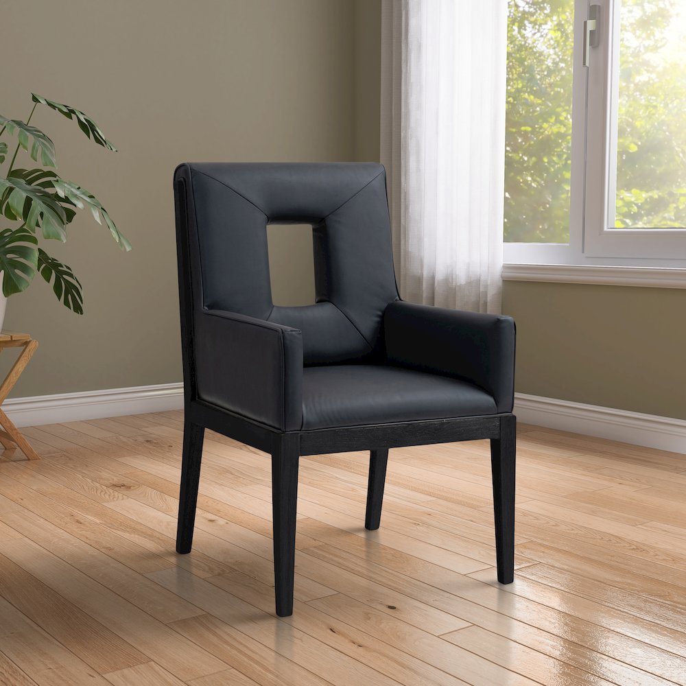 Gwendolyn Black Vegan Leather Dining Arm Chair