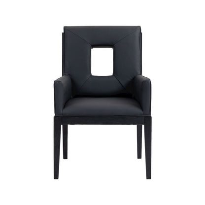 Gwendolyn Black Vegan Leather Dining Arm Chair