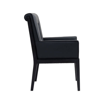Gwendolyn Black Vegan Leather Dining Arm Chair