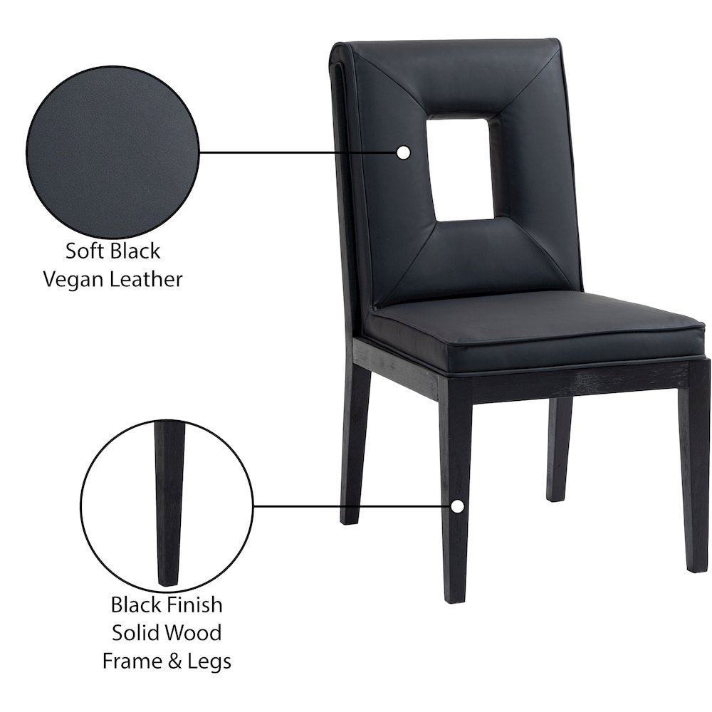 Gwendolyn Black Vegan Leather Dining Side Chair, Set of 2