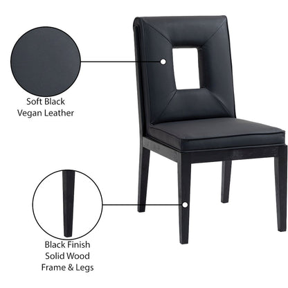Gwendolyn Black Vegan Leather Dining Side Chair, Set of 2
