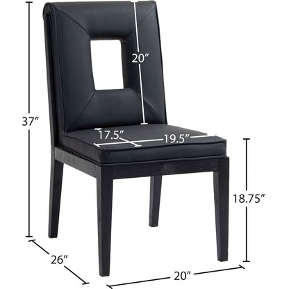 Gwendolyn Black Vegan Leather Dining Side Chair, Set of 2