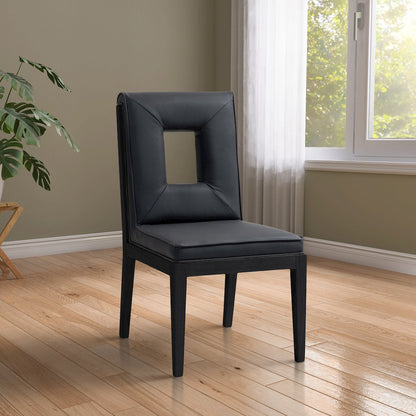 Gwendolyn Black Vegan Leather Dining Side Chair, Set of 2