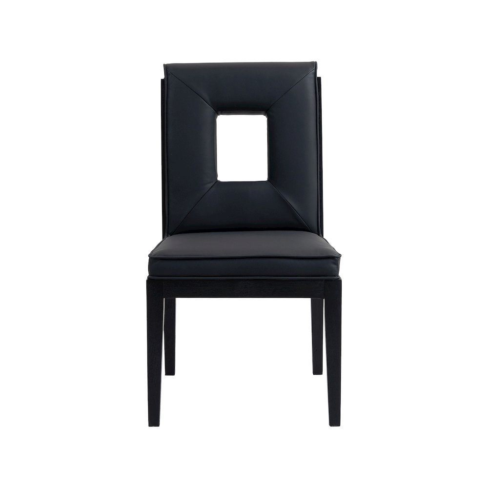 Gwendolyn Black Vegan Leather Dining Side Chair, Set of 2