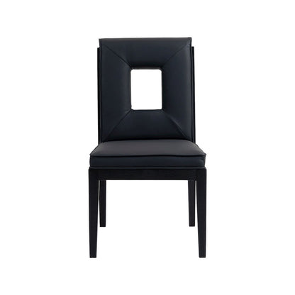 Gwendolyn Black Vegan Leather Dining Side Chair, Set of 2