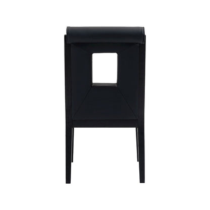Gwendolyn Black Vegan Leather Dining Side Chair, Set of 2