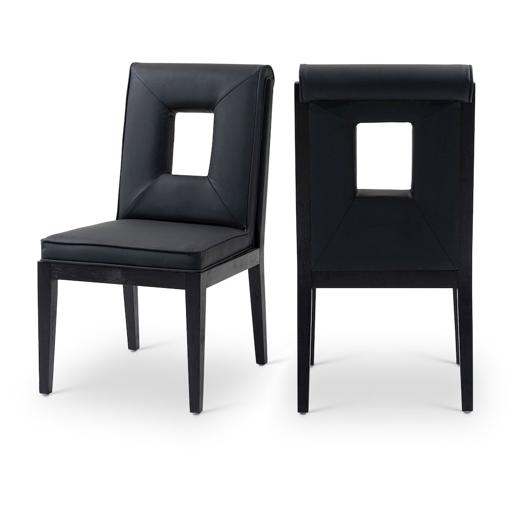 Gwendolyn Black Vegan Leather Dining Side Chair, Set of 2