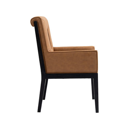 Gwendolyn Cognac Vegan Leather Dining Arm Chair