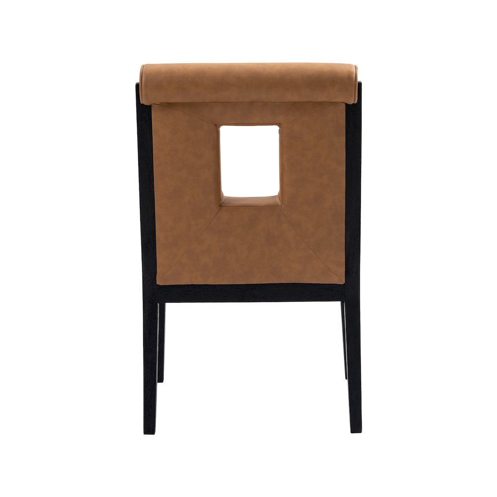 Gwendolyn Cognac Vegan Leather Dining Arm Chair
