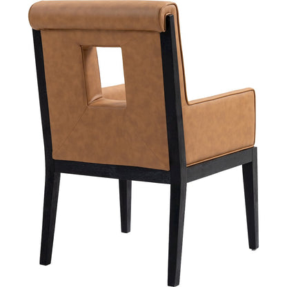 Gwendolyn Cognac Vegan Leather Dining Arm Chair