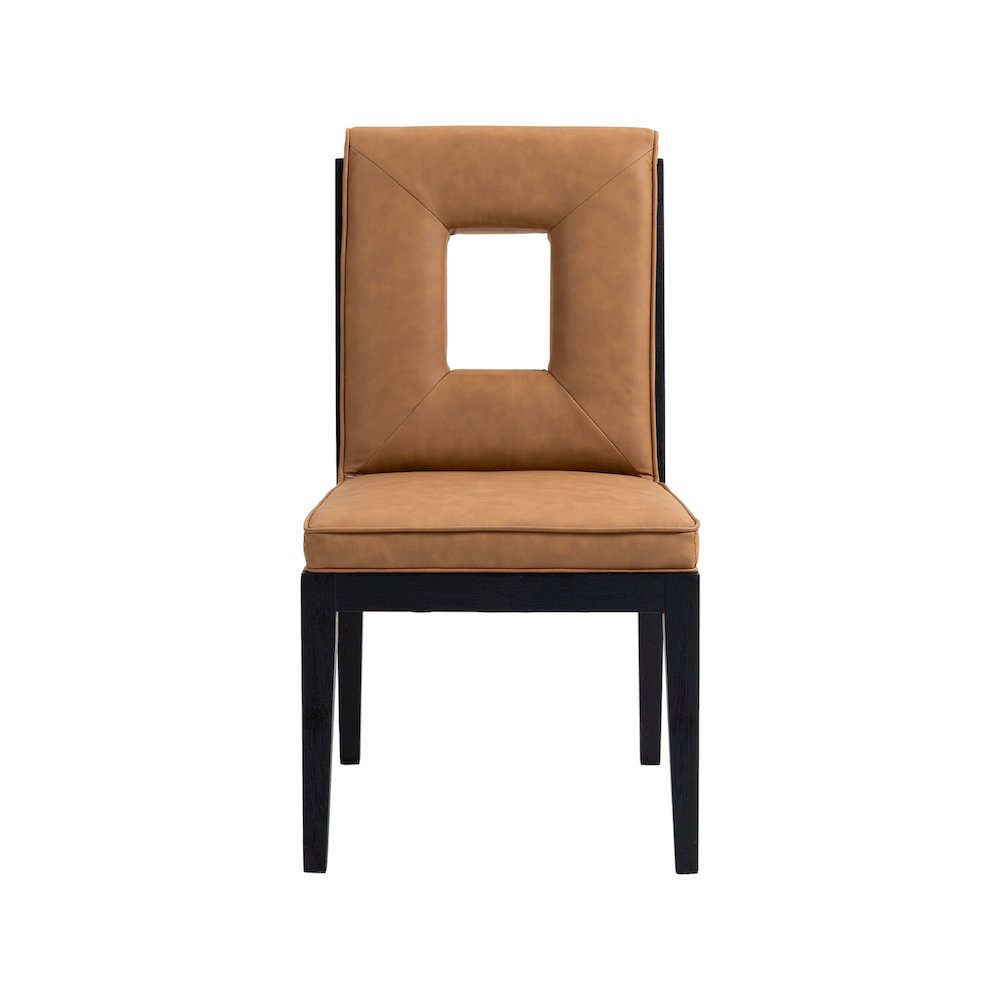 Gwendolyn Cognac Vegan Leather Dining Side Chair, Set of 2