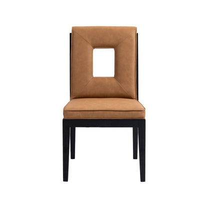 Gwendolyn Cognac Vegan Leather Dining Side Chair, Set of 2