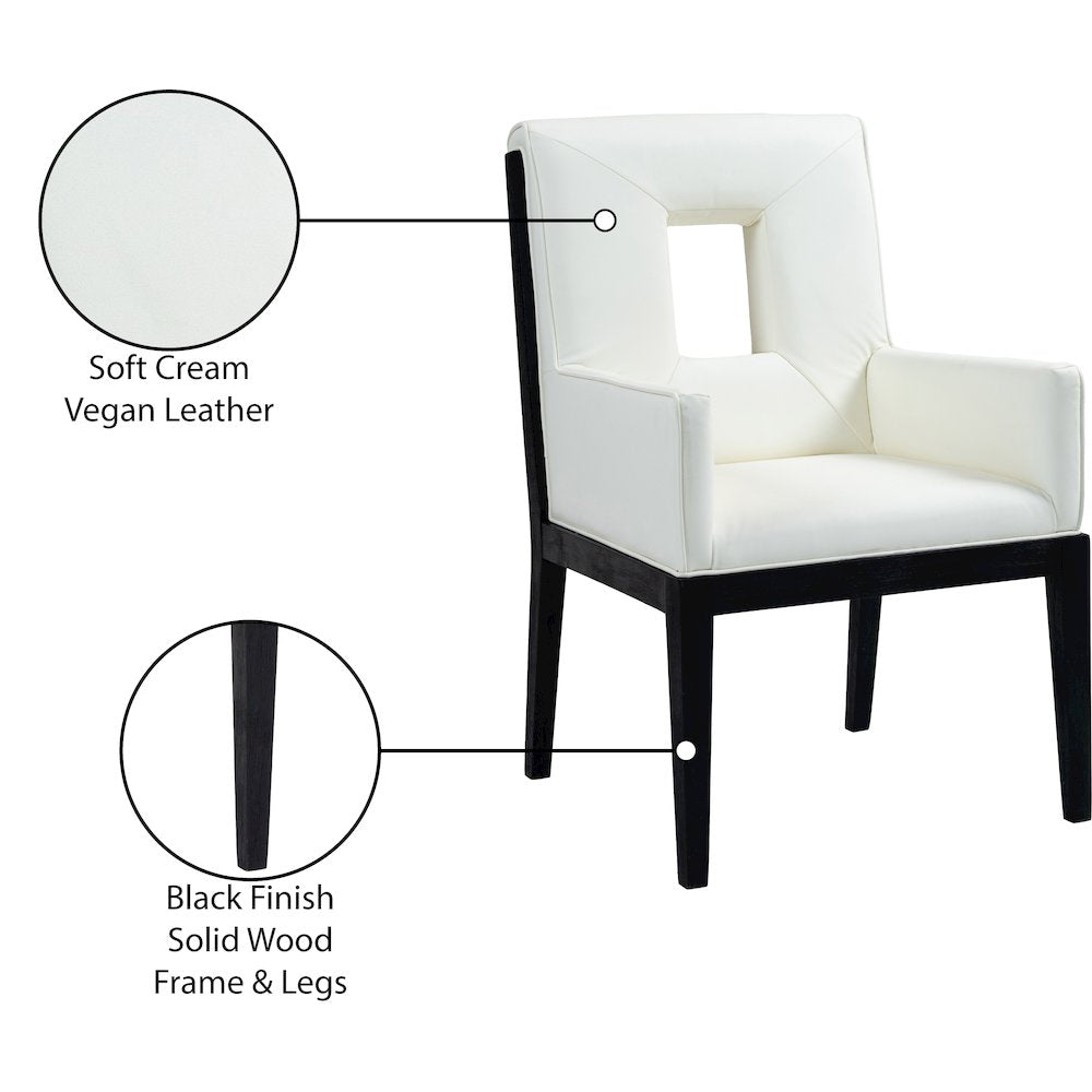 Gwendolyn Cream Vegan Leather Dining Arm Chair