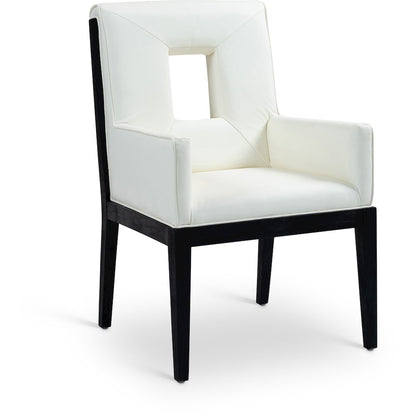 Gwendolyn Cream Vegan Leather Dining Arm Chair
