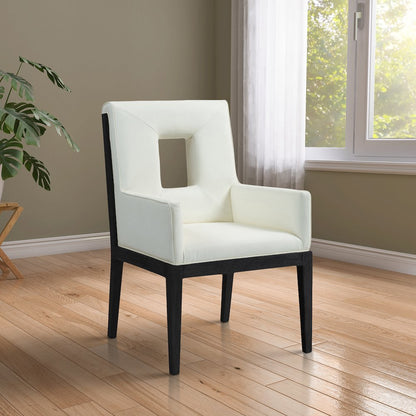 Gwendolyn Cream Vegan Leather Dining Arm Chair