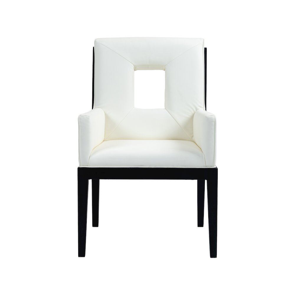 Gwendolyn Cream Vegan Leather Dining Arm Chair