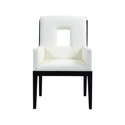 Gwendolyn Cream Vegan Leather Dining Arm Chair
