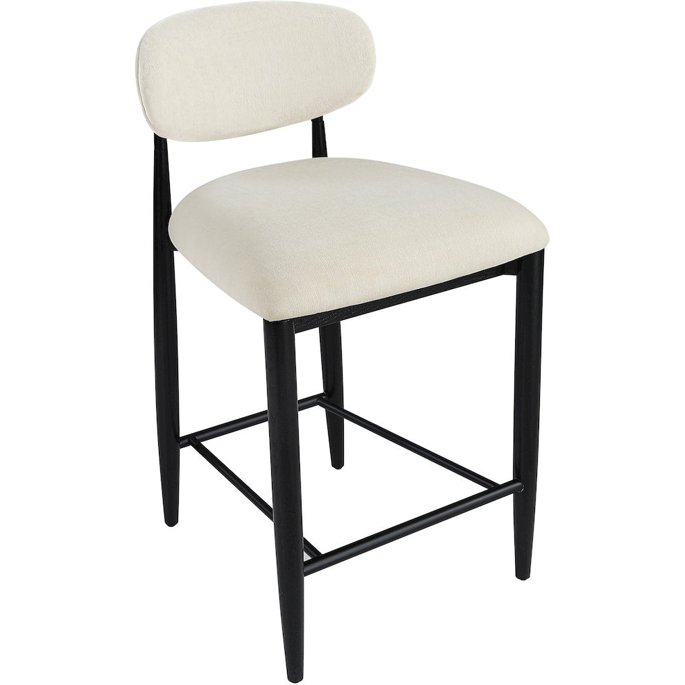 Riccio Beige Performance Fabric Upholstered Stool