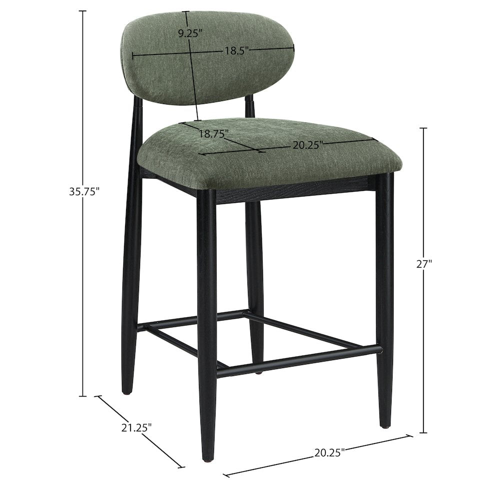 Riccio Olive Performance Fabric Upholstered Stool