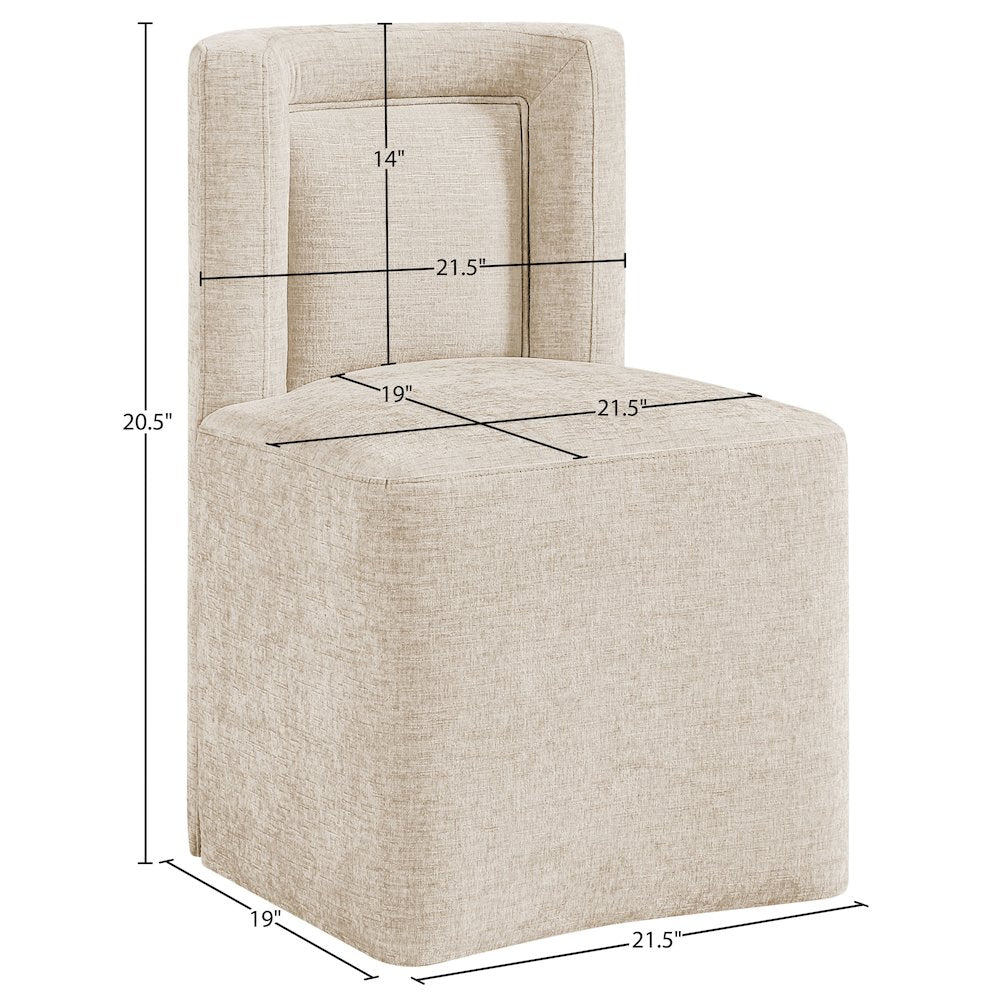 Duvina Beige Chenille Performance Fabric Upholstered Dining Chair