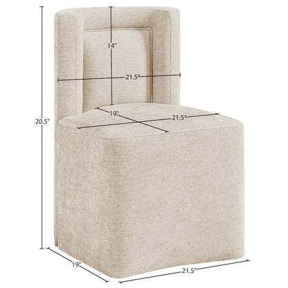 Duvina Beige Chenille Performance Fabric Upholstered Dining Chair