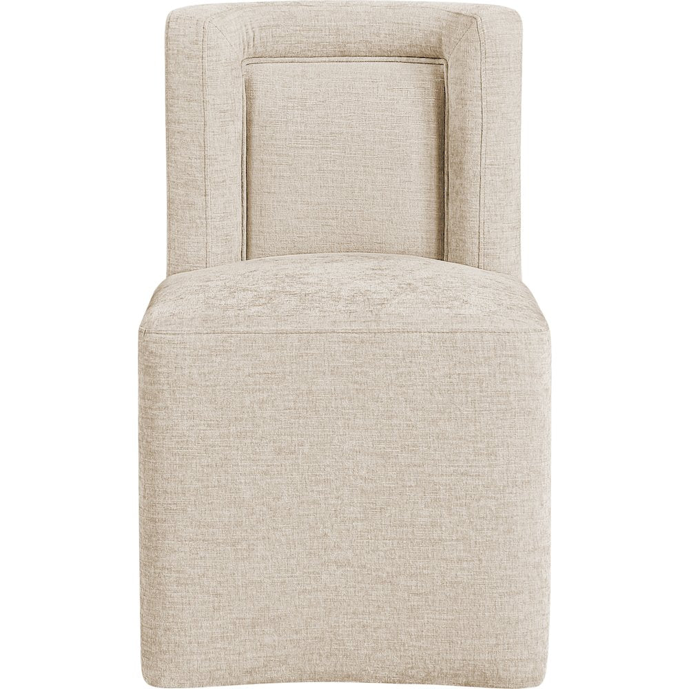 Duvina Beige Chenille Performance Fabric Upholstered Dining Chair