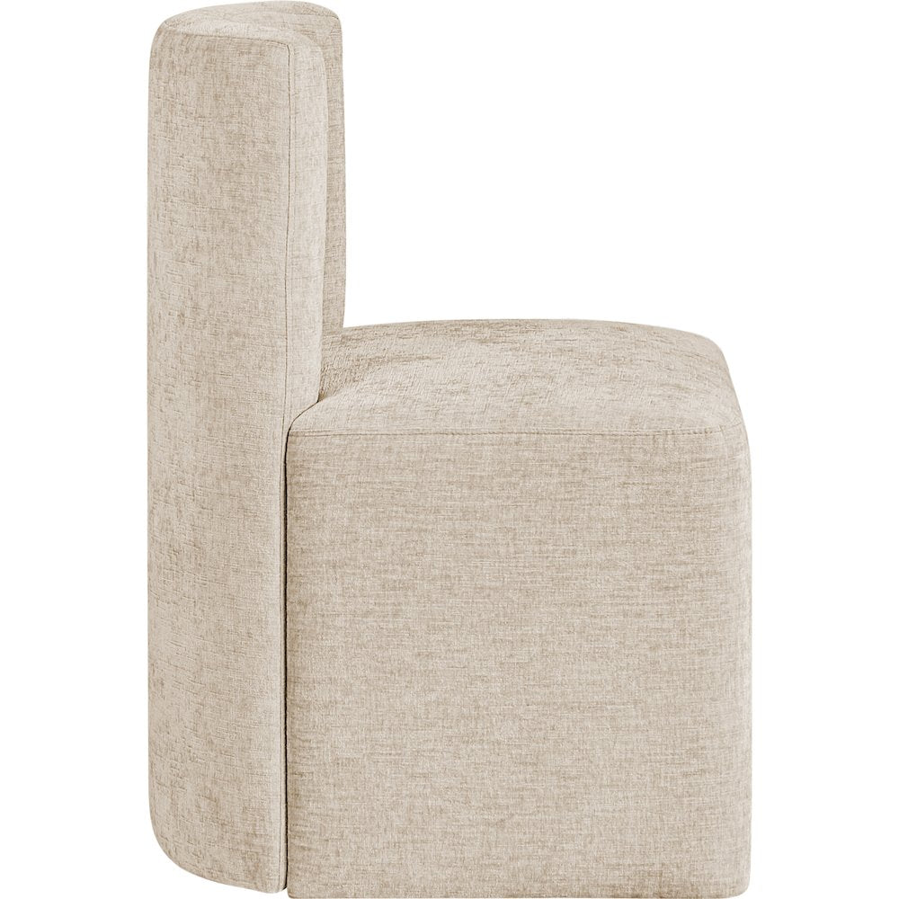 Duvina Beige Chenille Performance Fabric Upholstered Dining Chair