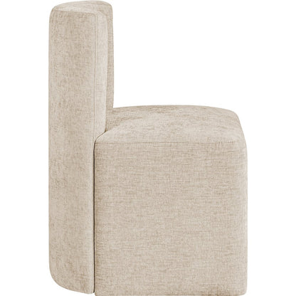 Duvina Beige Chenille Performance Fabric Upholstered Dining Chair