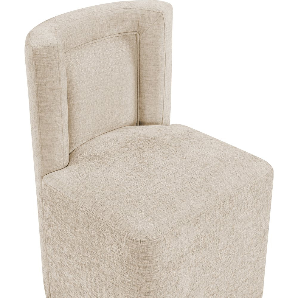 Duvina Beige Chenille Performance Fabric Upholstered Dining Chair