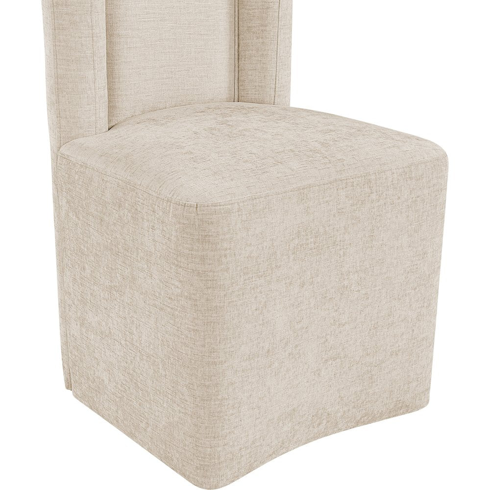 Duvina Beige Chenille Performance Fabric Upholstered Dining Chair