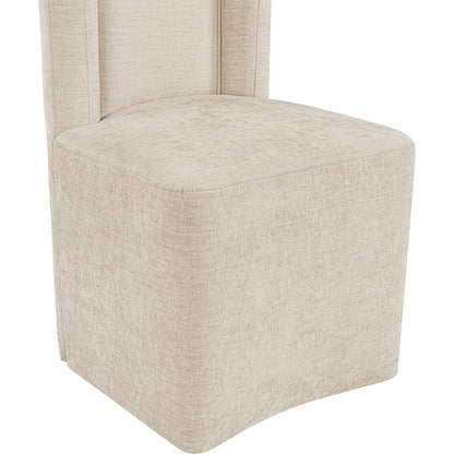 Duvina Beige Chenille Performance Fabric Upholstered Dining Chair